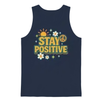 Stay Positive Retro Unisex Tank Top - Navy – 1