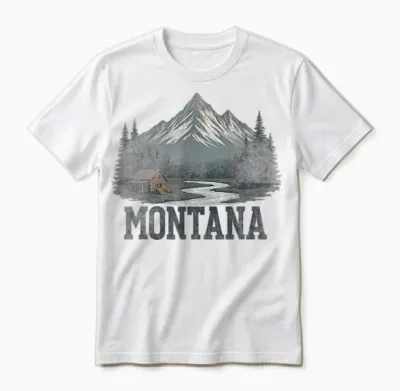 Souvenir Vintage Paysage Du Montana Rétro Unisex T-Shirt - White