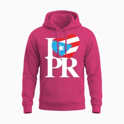 I Love Pr Retro Unisex Hoodie - Heliconia