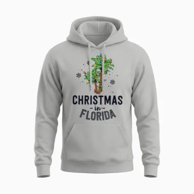 Christmas in Florida Deck the Palm Trees Family Unisex Hoodie - Ash