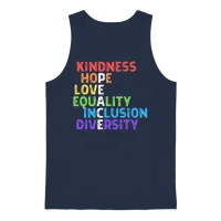 Kindness Peace Equality Inclusion Diversity Human Unisex Tank Top - Navy – 1