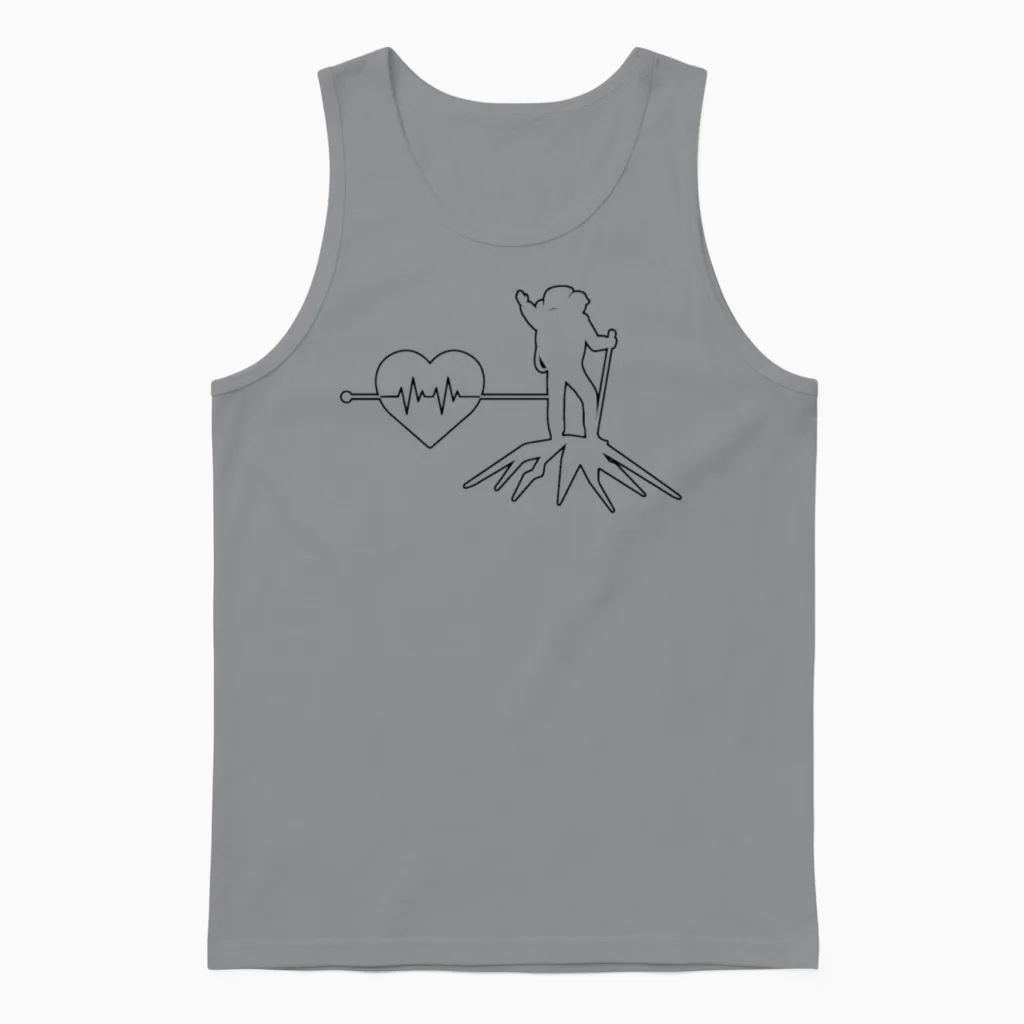Hiking Heartbeat & Outdoors Gift Unisex Tank Top in Sport Grey