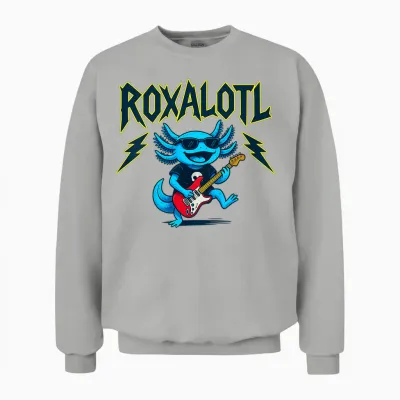 Roxalotl Nettes Lustiges Axolotl Rock Music Heavy Metal T-Shirt Für Kinder Unisex Sweatshirt - Ash