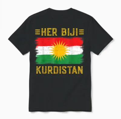 Her Biji Kurdistan Flag Kurdish Kurd Erbil Kurdi Kurdistan T-Shirt, Black Unisex T-Shirt - Black