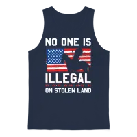 No One Is Illegal on Stolen Land Native Americans Unisex Tank Top - Navy – 1