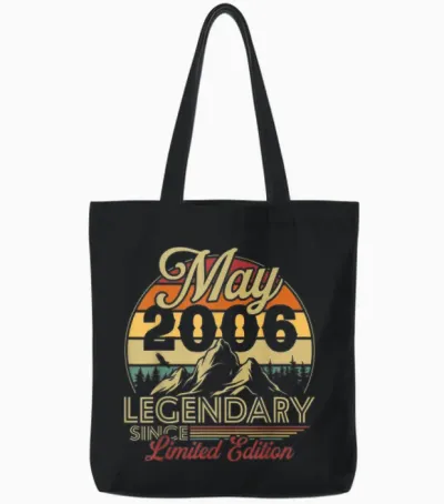 Vintage Anniversaire 20 Ans Pour Né En Mai 2006 Cadeau Tote Bags - Black