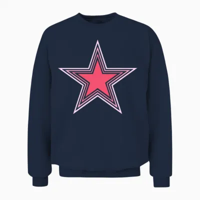 Pink Outline Star Unisex Sweatshirt - Navy