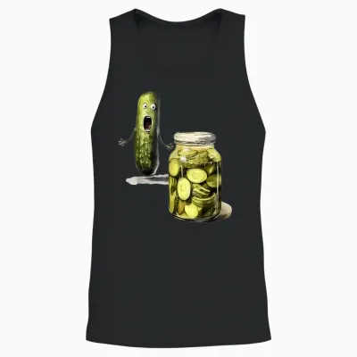 Funny Pickle Surprise a Cucumber and a Jar of Sliced Pickles Unisex Tank Top - Black