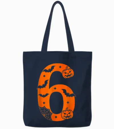 Number 6 Funny Six Seven Meme Halloween Tote Bags - Navy
