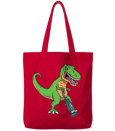 Vacuum Cleaner T-Rex Tote Bags - Red