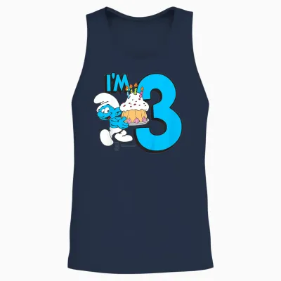 Kinder the Smurfs Schlumpfe Birthday I'm 3 Unisex Tank Top - Navy