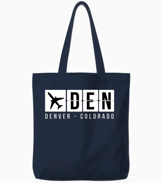 Denver Airport Code Tote Bags in Navy