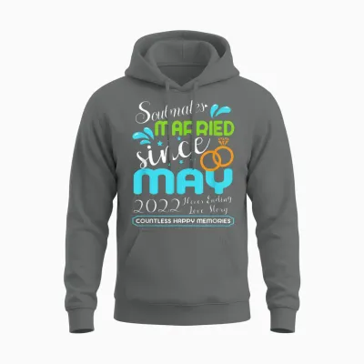 Married Since May 2022, 3rd Wedding Anniversary T-Shirt, Black, S Unisex Hoodie - Graphite Heather