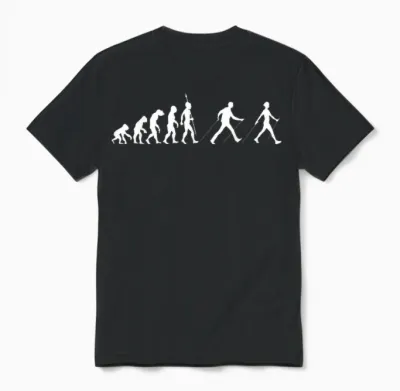 Evolution Nordic Walking Hiking Walking Sports T-Shirt, Black, S Unisex T-Shirt - Black
