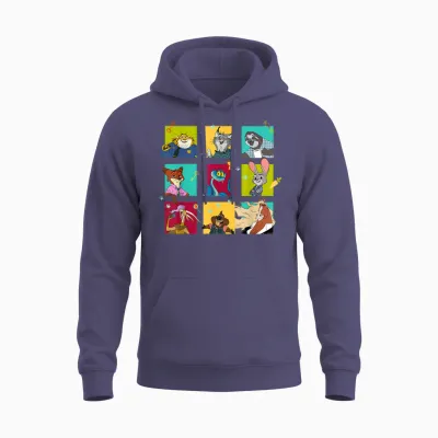 Disney Zootopia 2 Illustrated Characters Grid Unisex Hoodie - Heather Sport Dark Navy