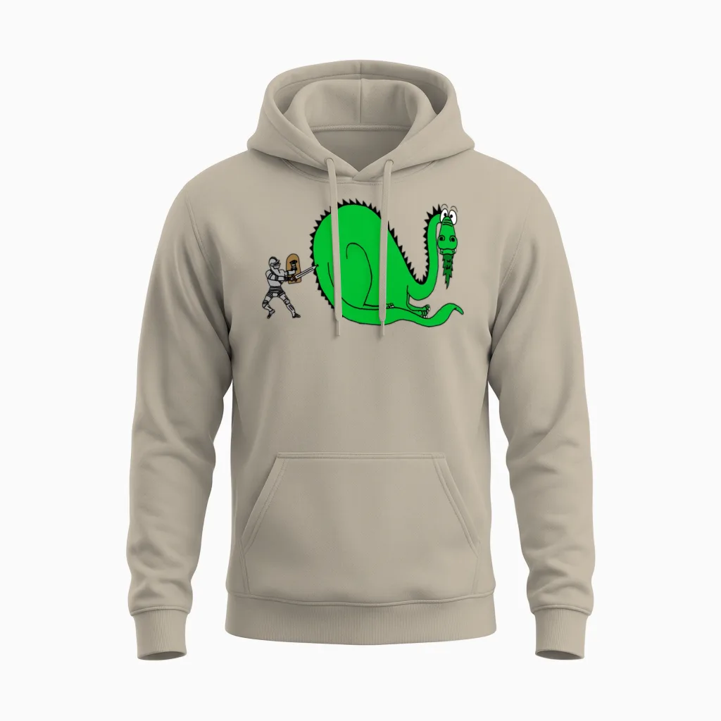 Funny Knight and Dragon Unisex Hoodie in Sand