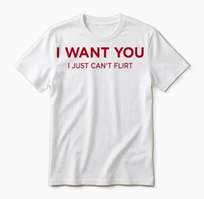 I Want You. I Just Can't Flirt X Hot Lover Valentine's Day Back Unisex T-Shirt - White