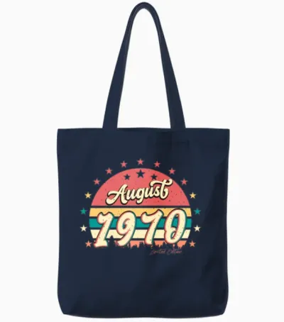 1970 August Retro Tote Bags - Navy