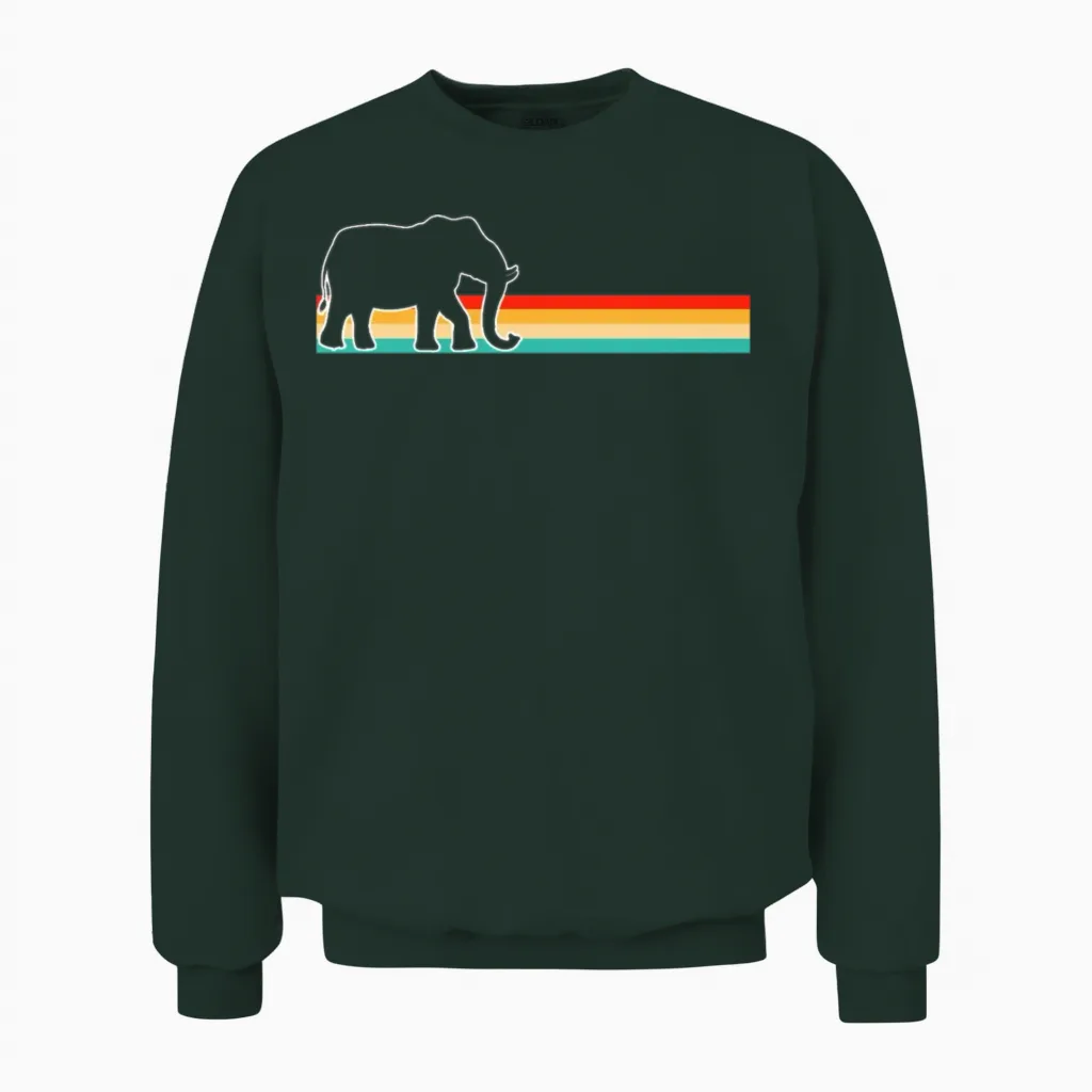 Elephant Retro Unisex Sweatshirt in Forest