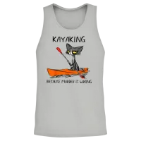 Kayaking Because Murder Is Wrong Cat Kayaking Unisex Tank Top - Ash – 2