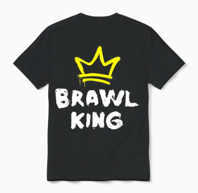 Brawl King Gamer Gaming Brawler Brawl T-Shirt, Black Unisex T-Shirt in Black