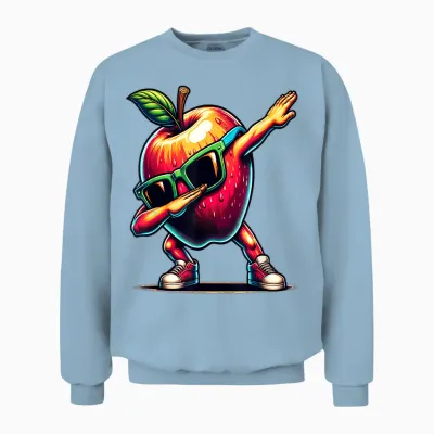 Dab Tanz Apfel Lustige Tanzende Dabbing Frucht Unisex Sweatshirt - Light Blue