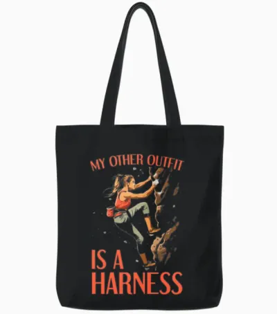 Bouldering Girl Boulderer Rock Climbing Wall Tote Bags - Black