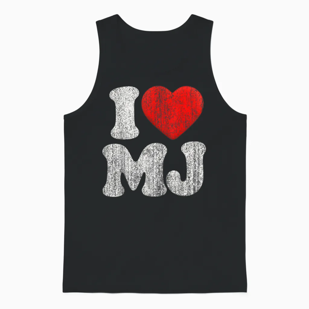 Retro I Love Mj Shirt, I Heart Mj Unisex Tank Top in Black