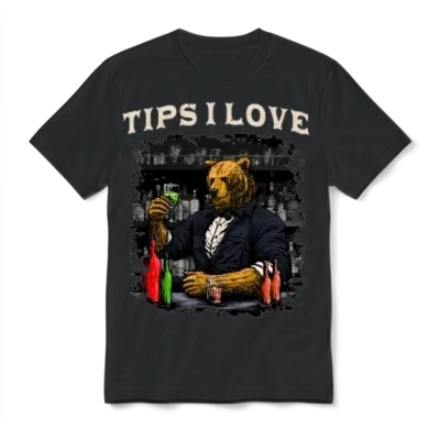 Tips I Love Funny Bartender Humor Bartending Sayin Unisex T-Shirt - Black