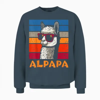 Funny Dad Alpapa Llama Alpaca Father's Day Gift T-Shirt, Black, S Unisex Sweatshirt - Dark Heather