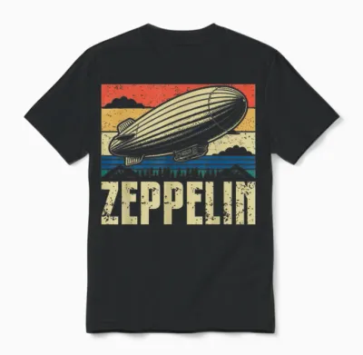 Zeppelin Vintage Sonnenuntergang Unisex T-Shirt - Black