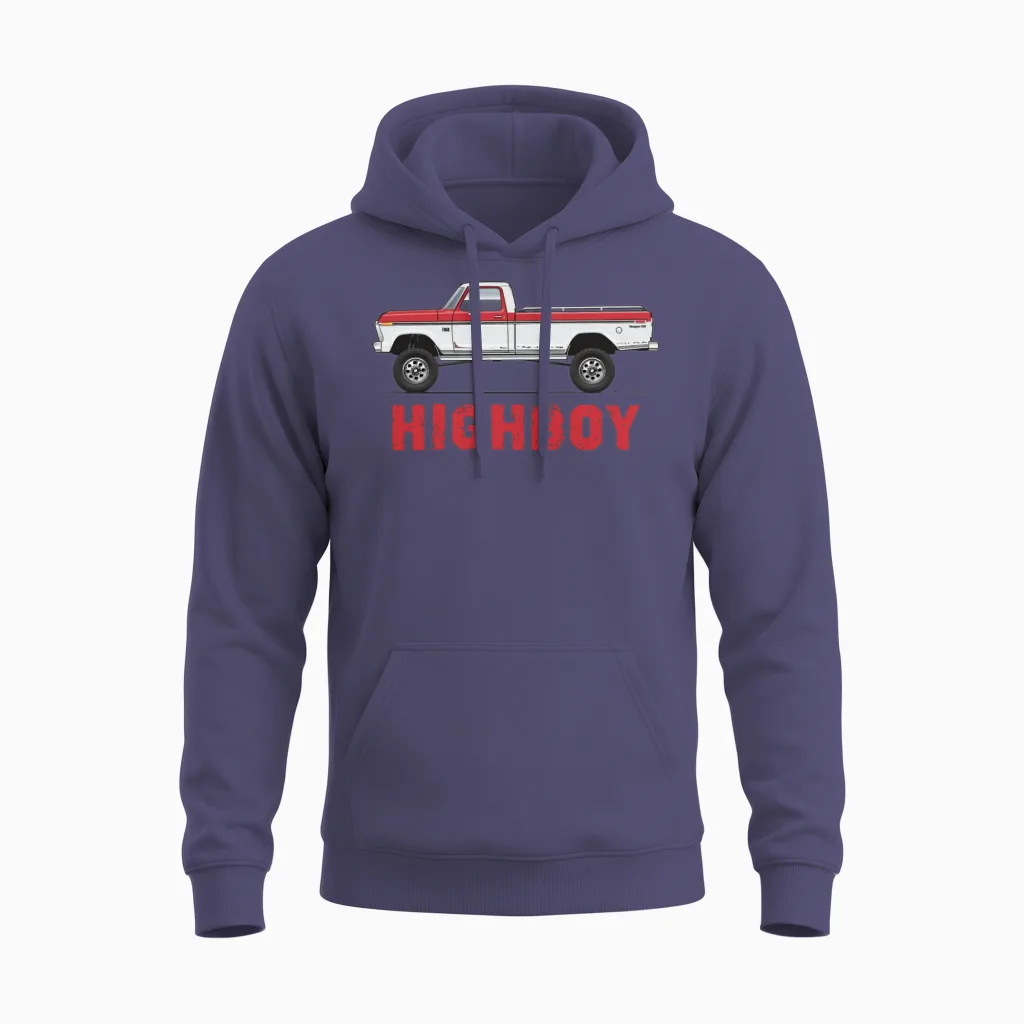 Higboy Candyapple Red Unisex Hoodie in Heather Sport Dark Navy