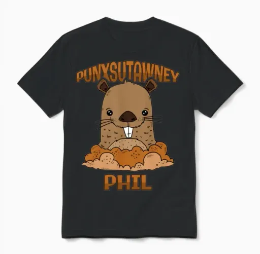 Funny Groundhog Day Punxsutawney Phil Pennsylvania Unisex T-Shirt in Black