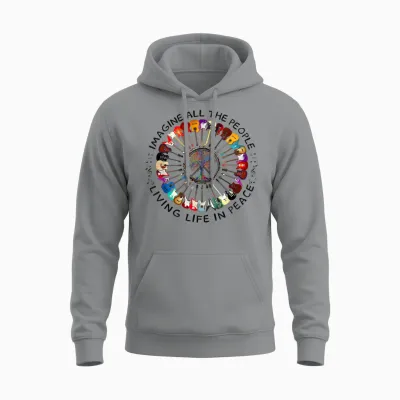 Imagine Hippie People Living Life in Peace and Love Unisex Hoodie - Sport Grey