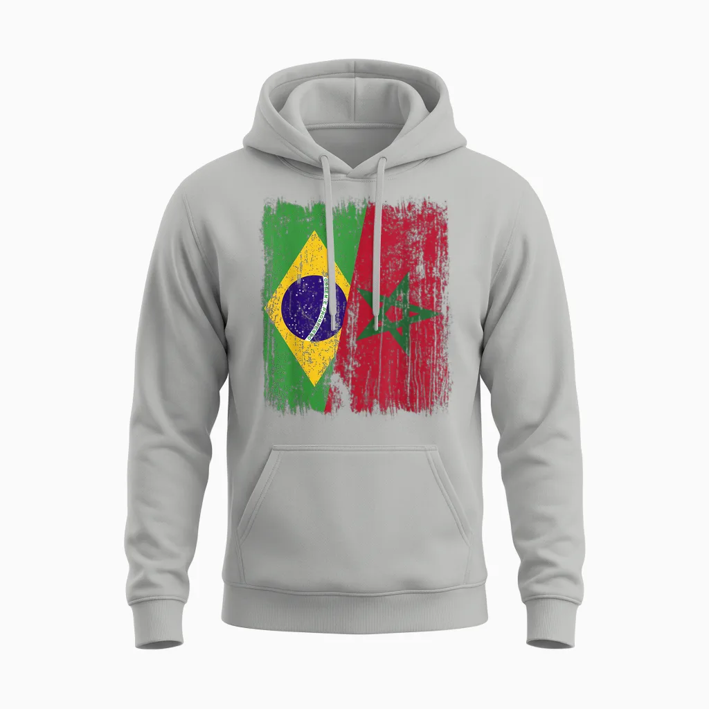 Demi Drapeau Du Brésil Maroc Patrimoine Marocain Unisex Hoodie in Ash