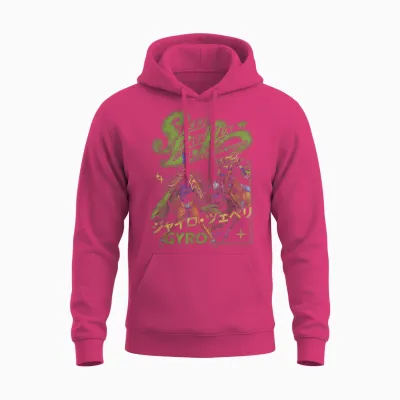 Steel Ball Run Gyro Distressed Kanji Collage Anime Unisex Hoodie - Heliconia