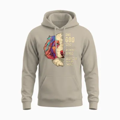 Dog Angel Unisex Hoodie - Sand