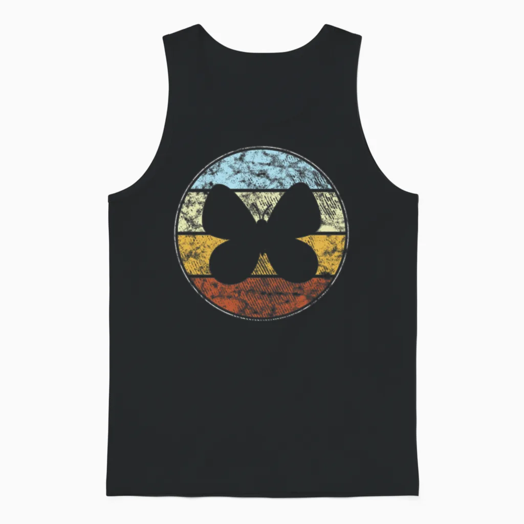 Butterfly Retro Unisex Tank Top in Black