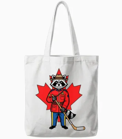 Canadian Raton Laveur Mountie Hockey Maple Leaf Canada T-Shirt Haut De Gamme Tote Bags - White