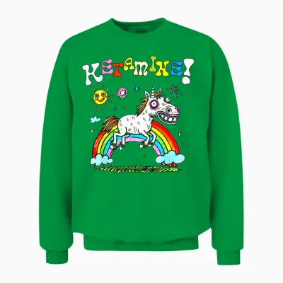 Horse with Ketamine Funny T-Shirt, Black, S Unisex Sweatshirt - Irish Green