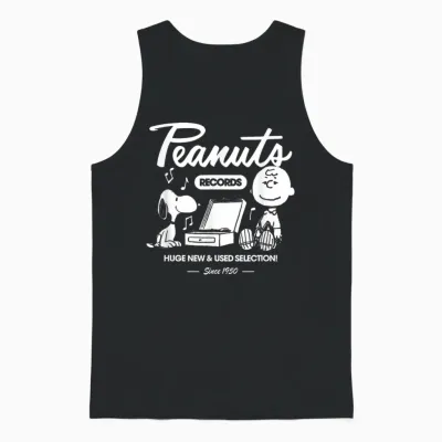 Peanuts - Snoopy Charlie Brown Record Unisex Tank Top - Black