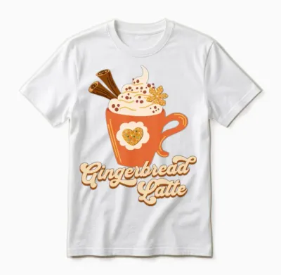 Retro Gingerbread Latte Coffee Unisex T-Shirt - White