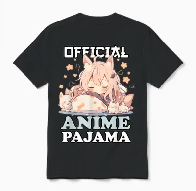Official Anime Pyjamas Kawaii Otaku Manga Sleepshirt T-Shirt, Black Unisex T-Shirt - Black