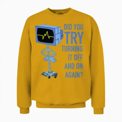 Mademark X Spongebob Squarepants - Karen Plankton - Did You Try Turning It off and on Again? Unisex Sweatshirt - Gold