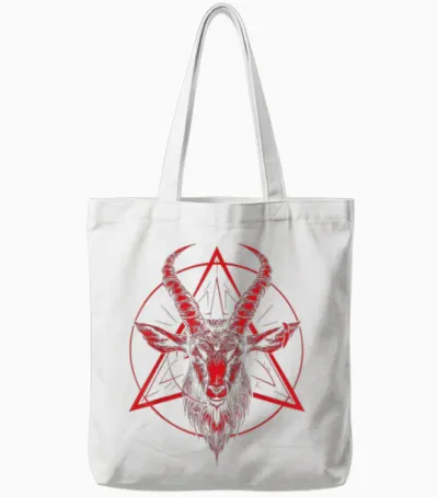 Satanic Goat Baphomet Satanist Halloween Metal Satanismus Tote Bags - White