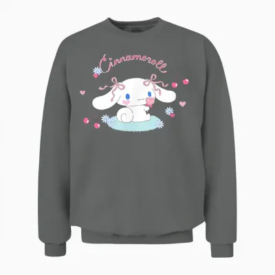 Sanrio Cinnamoroll Cherry Love Unisex T-Shirt, White, Small, Short Sleeve, Classic Fit, All Seasons Unisex Sweatshirt - Graphite Heather