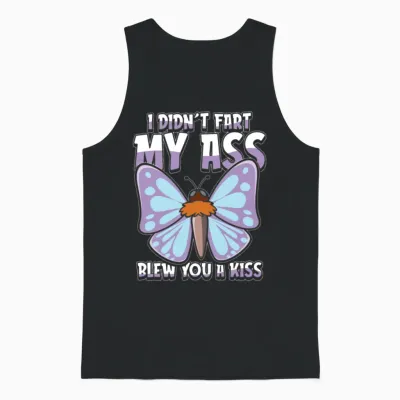 Butterfly Funny Unisex Tank Top - Black