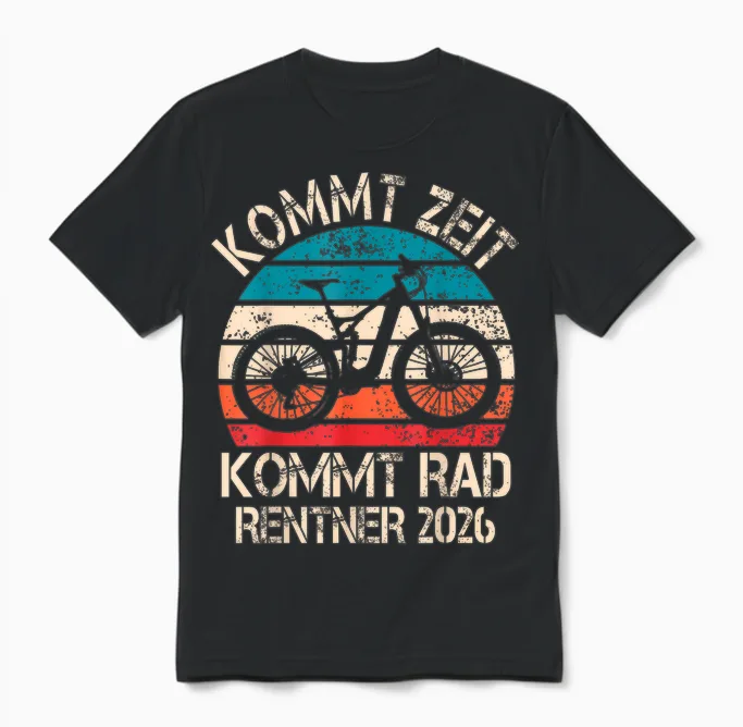 Rentner 2026 Spruch Fahrrad Ebike Rente Ruhestand Radfahrer Unisex T-Shirt in Black