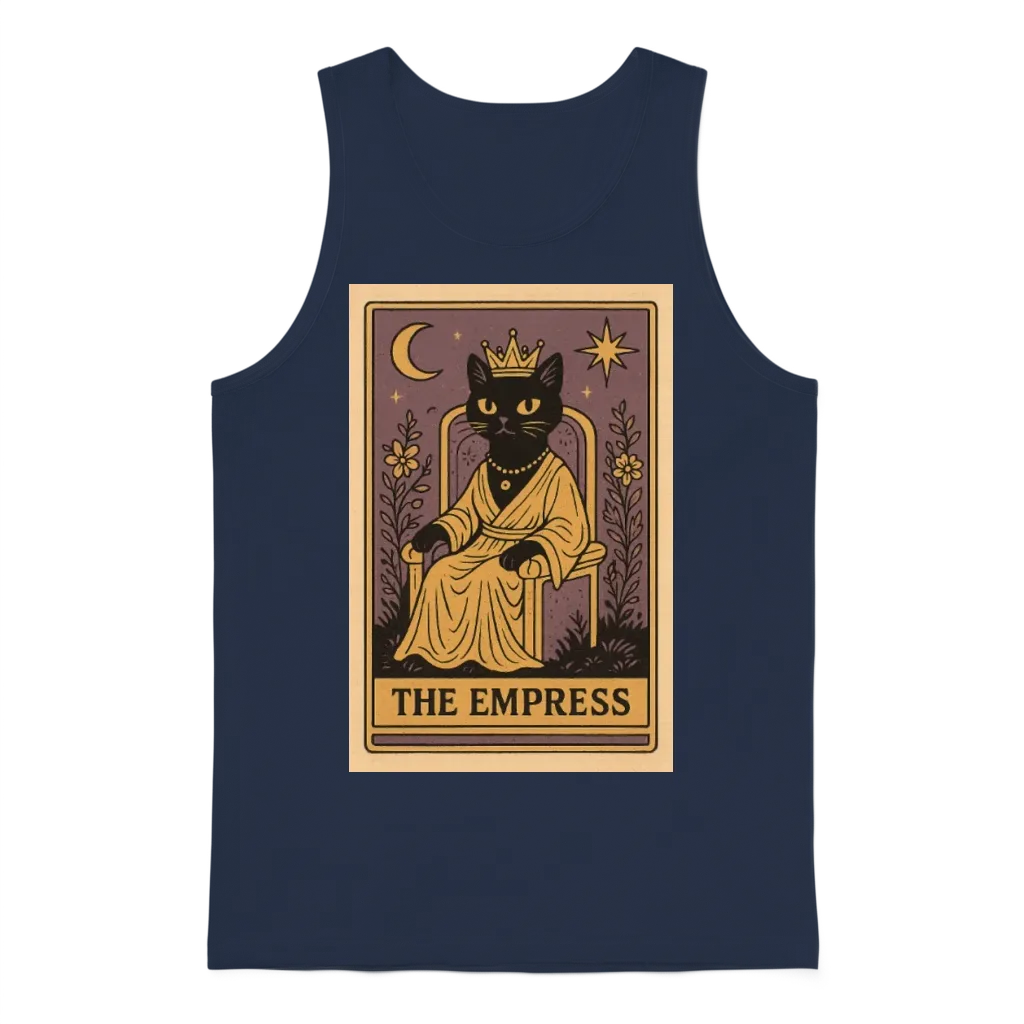 The Empress Cat Tarot โ Mystical Black Cat Vintage Unisex Tank Top - Navy