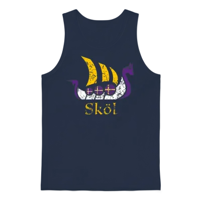 Skol Nordic Scandinavian Vikings Boat Unisex Tank Top - Navy
